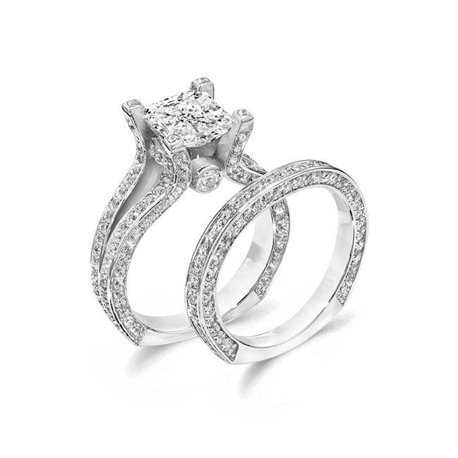 Princess Cut 3.0 Carat, 14K Wedding Ring Set