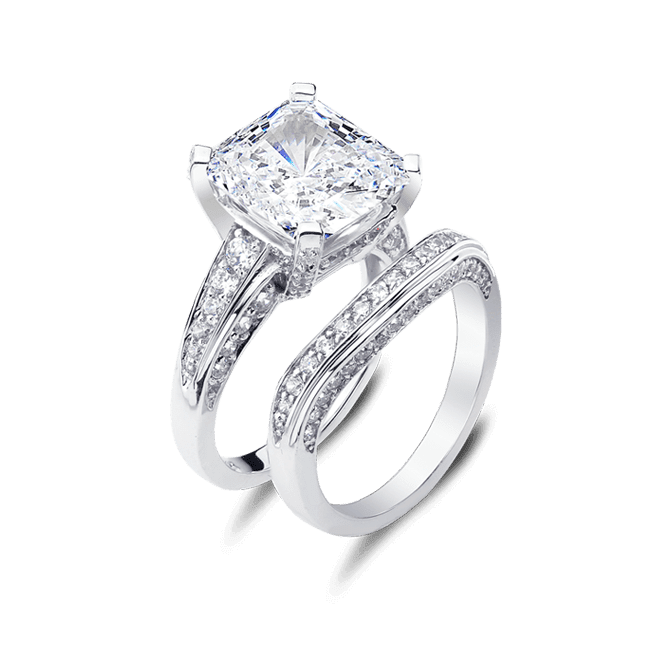 Princess Cut 8.0 Carat, 14K Wedding Ring Set